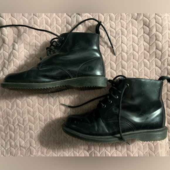 Dr Martens Black LEATHER Emmeline BOOTS Combat Ladies size 6 US / 37 EU Lace-up - Picture 4 of 11